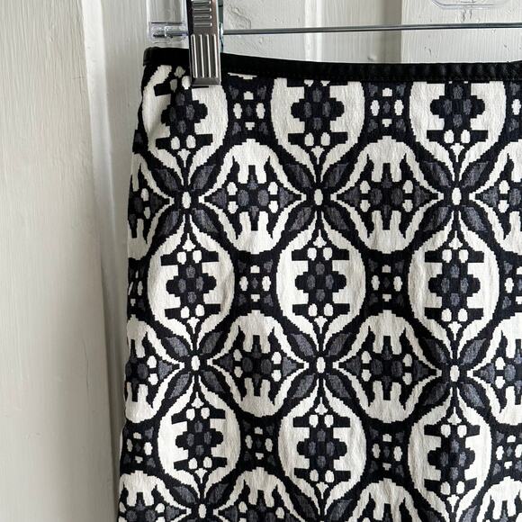 Express Tapestry Print Vegan Leather Trim Faux Wrap Skirt - Picture 3 of 7